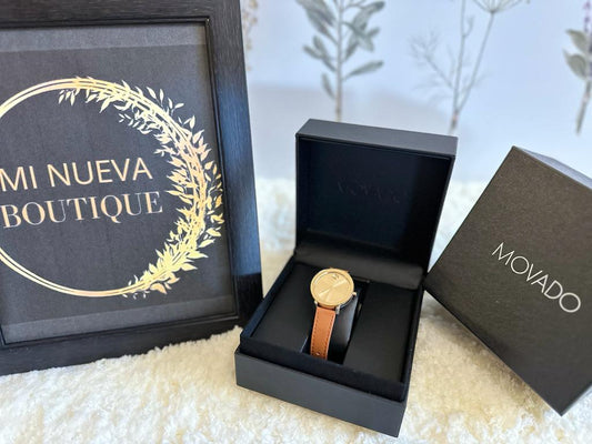 Movado Caja de acero inoxidable chapado iónico en oro pálido Bold Evolution para mujer